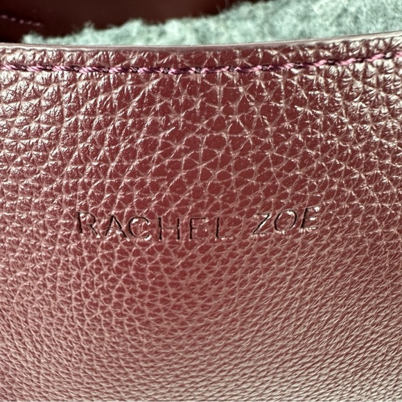 Rachel Zoe Tote Bag Burgundy Faux Leather Double Handle Handbag New - Picture 2 of 15